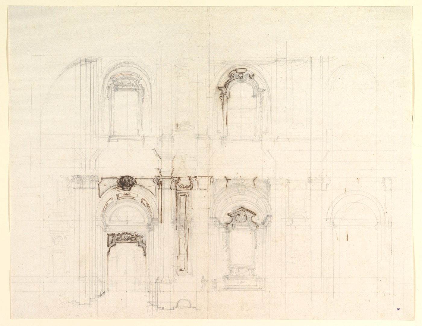 A vintage engraving of an architectural drawing.