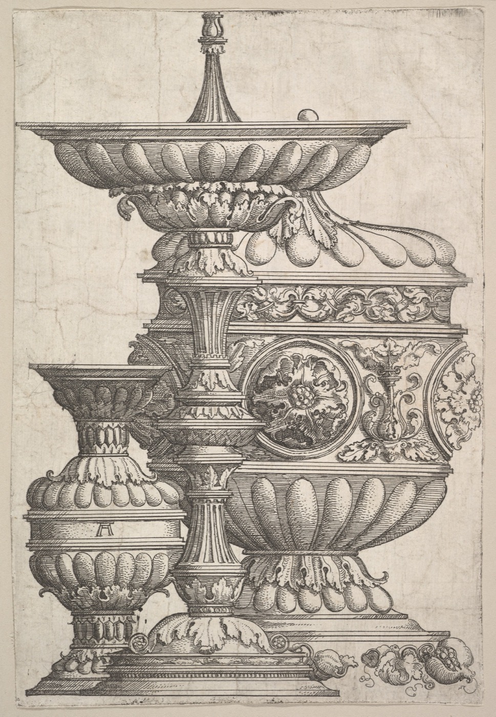 A vintage engraving of an architectural drawing.